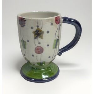 1998 GAC Ceramic Pedestal Mug - Festive Stars and Squares Design